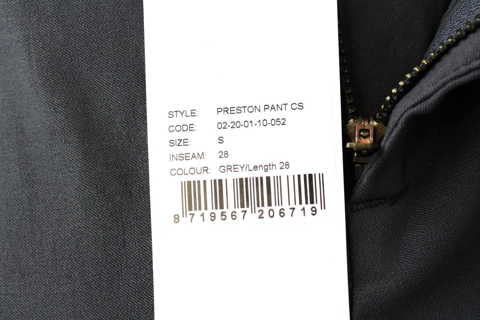 DENHAM Preston Women Trousers S High Stretch Chino Style Grey Classic Zip