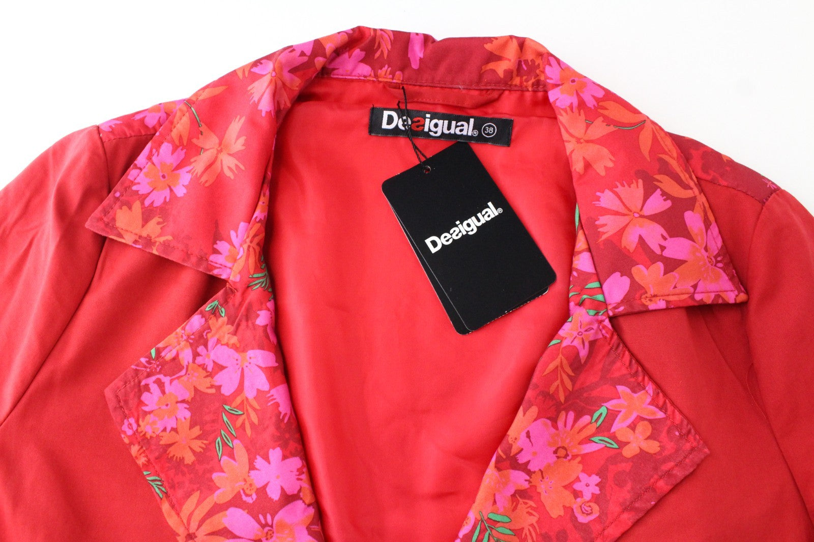 DESIGUAL Chaq Delphine Women Jacket 38 M Mid-Length Colourful Floral Patterned