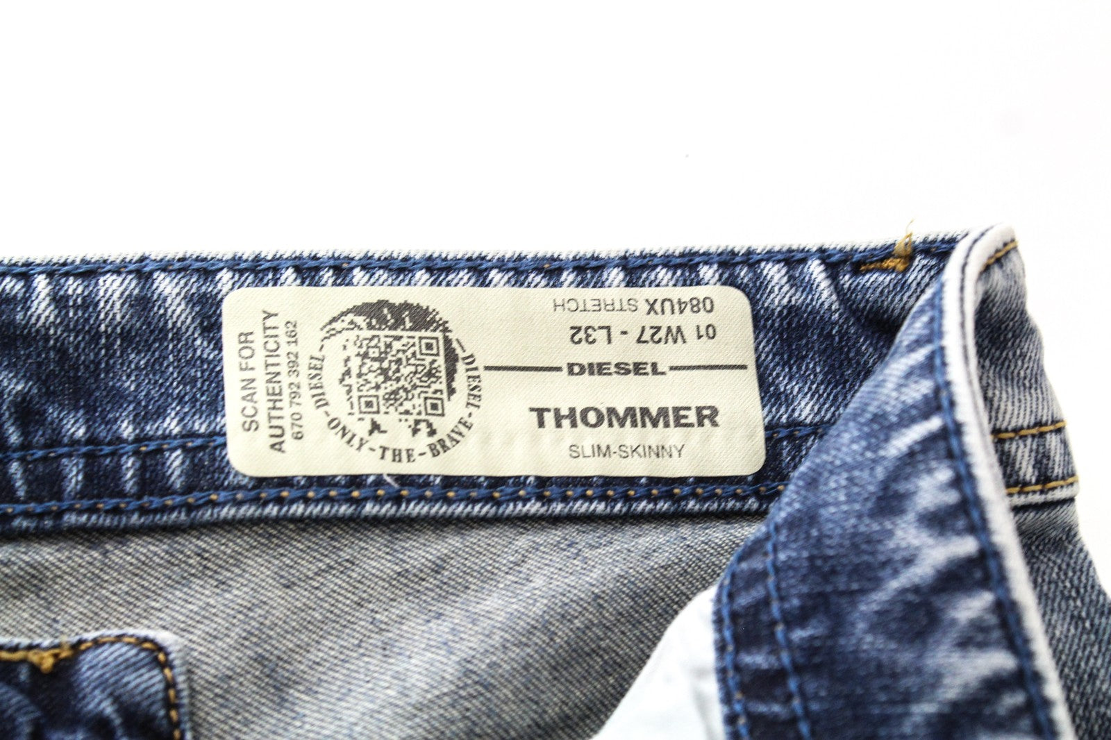 DIESEL Thommer 084UX Men Jeans W27/L32 Boys Skinny Stained Zip-Fly Stone Washed