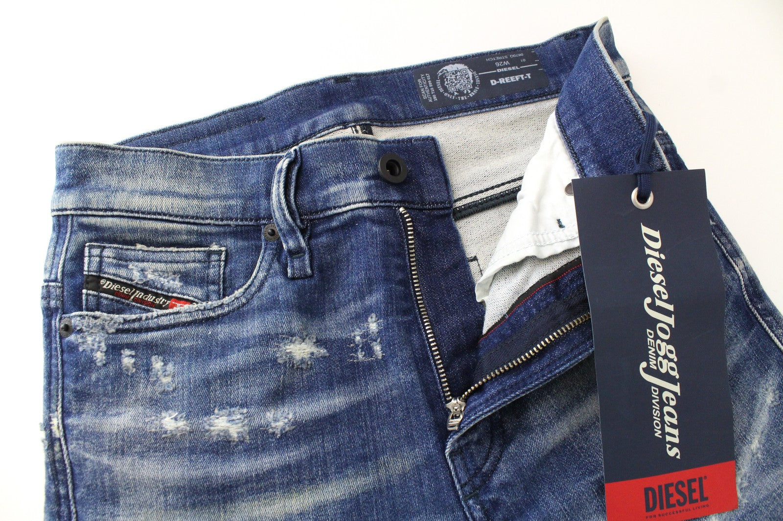 DIESEL D-Reeft-T 0870O Men Jeans W26 Skinny Boys Sweat Jogg Distressed Stained