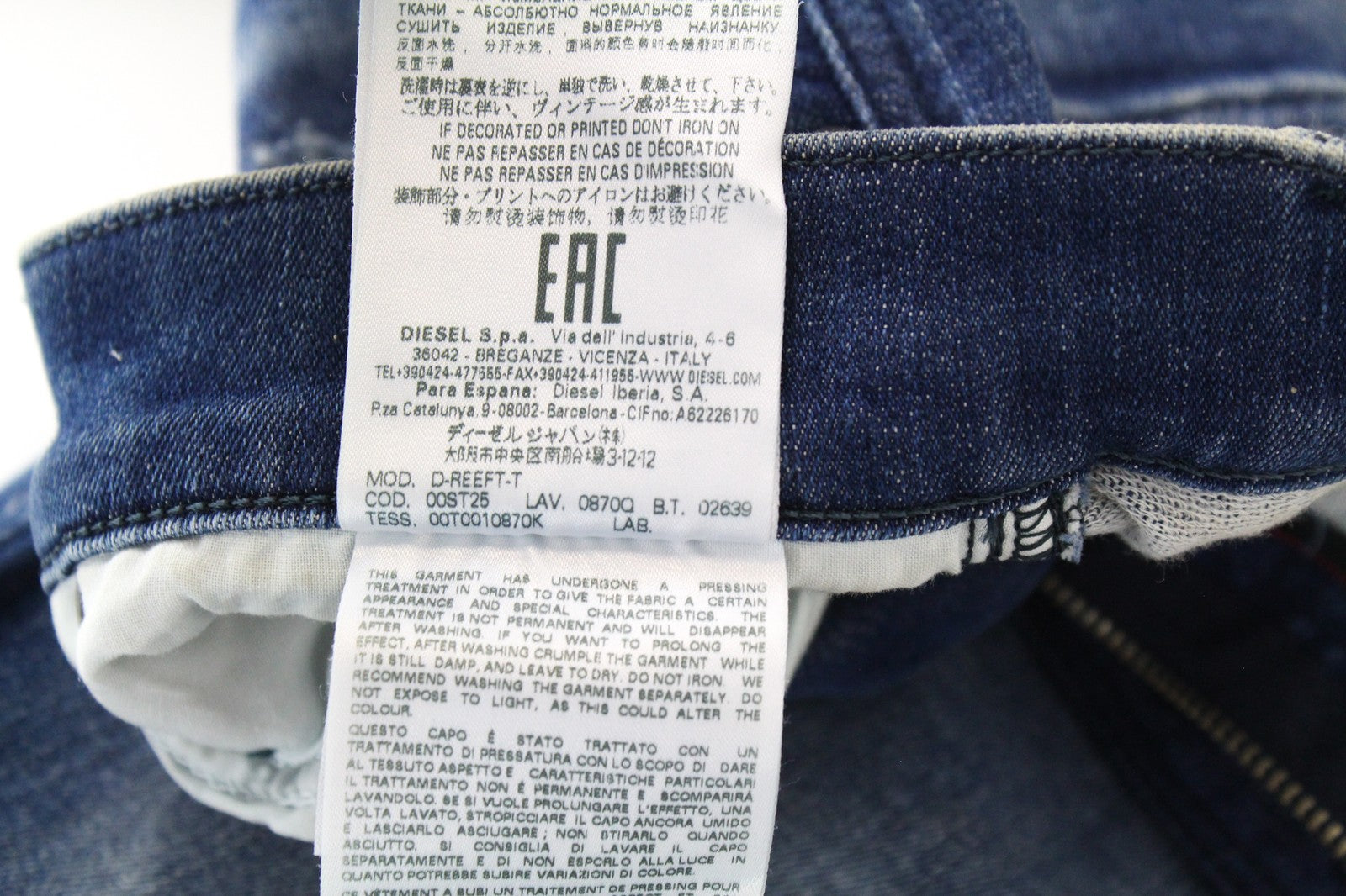 DIESEL D-Reeft-T 0870O Men Jeans W26 Skinny Boys Sweat Jogg Distressed Stained