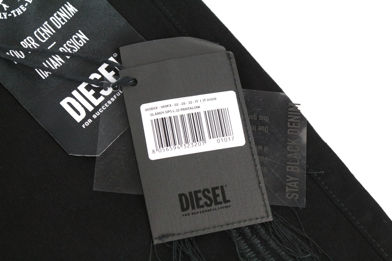DIESEL Slandy-SP5 069KX Women Jeans W28/L32 Black Stretch Super Skinny Fringes