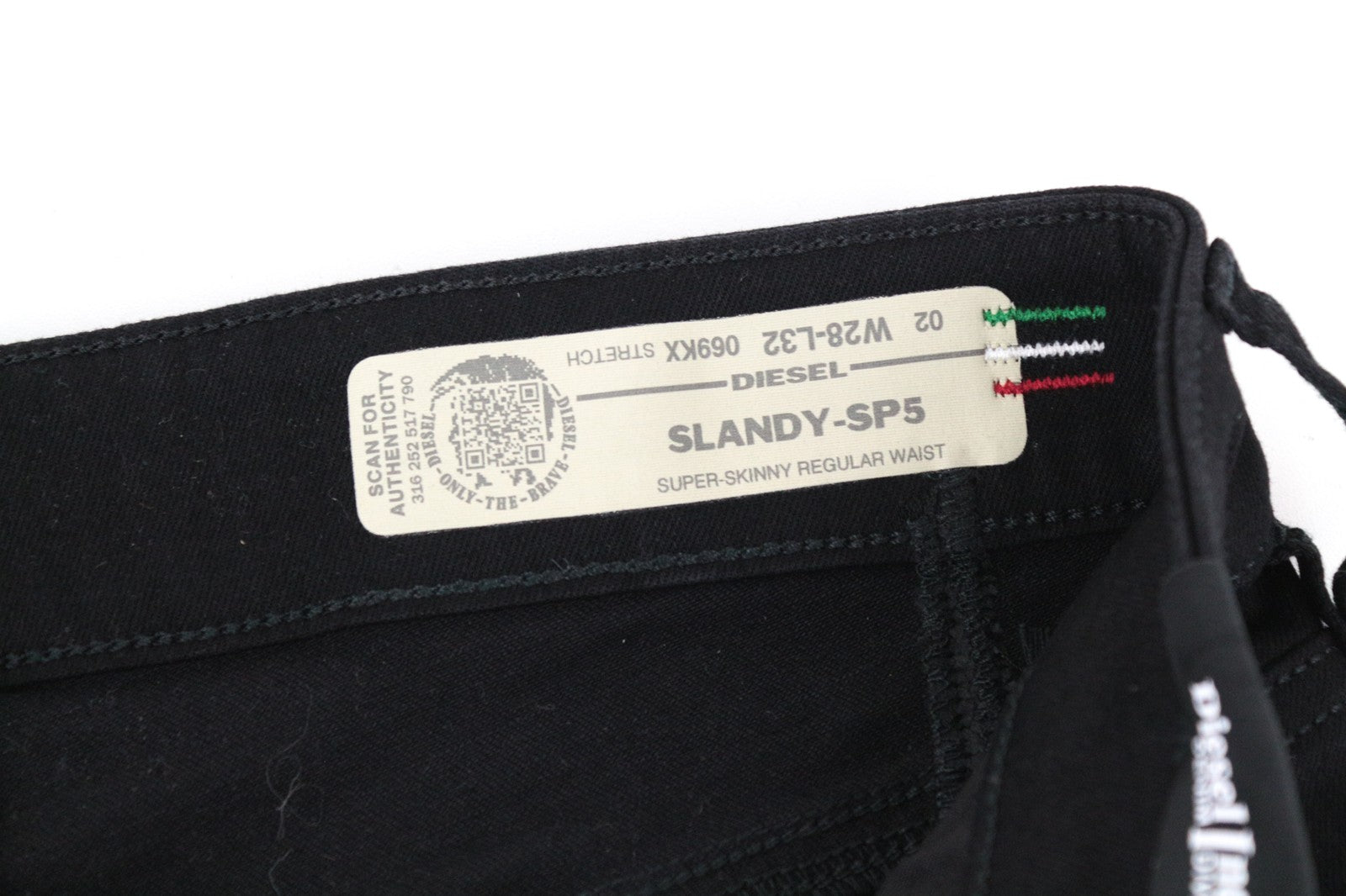 DIESEL Slandy-SP5 069KX Women Jeans W28/L32 Black Stretch Super Skinny Fringes