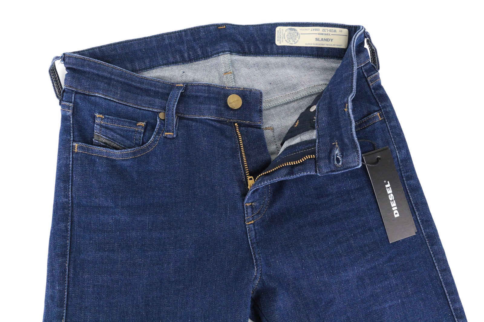 DIESEL Slandy 088AT Women Jeans W28/L32 Super Slim Skinny Stretch Blue Distress