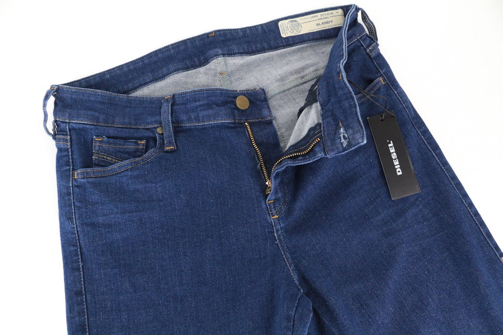 DIESEL Slandy 088AT Women Jeans W33/L32 Strecth Distress Super Slim Skinny Blue