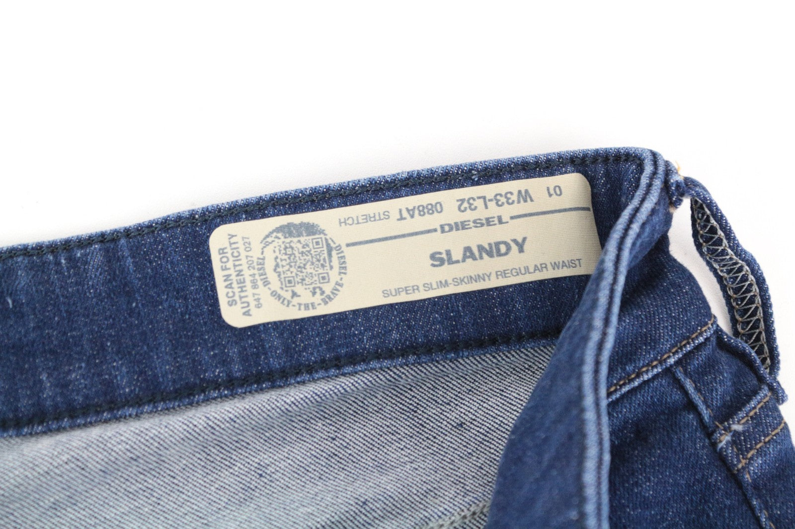 DIESEL Slandy 088AT Women Jeans W33/L32 Strecth Distress Super Slim Skinny Blue