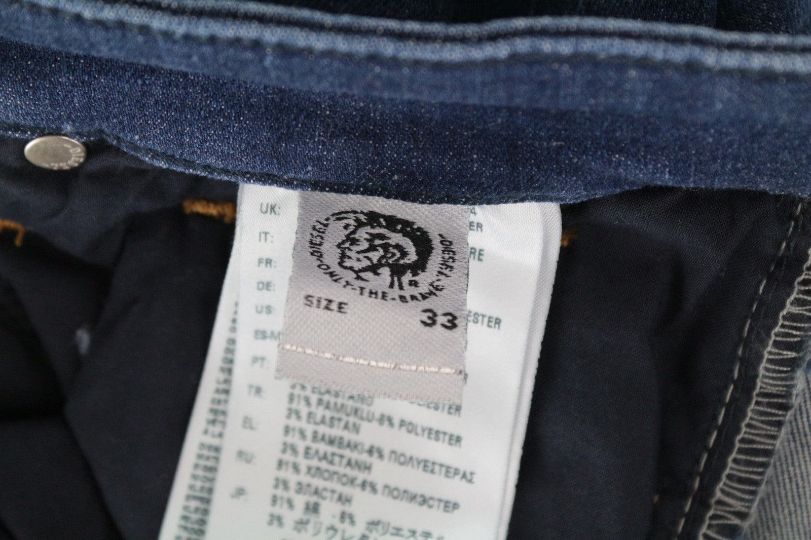 DIESEL Slandy 088AT Women Jeans W33/L32 Strecth Distress Super Slim Skinny Blue