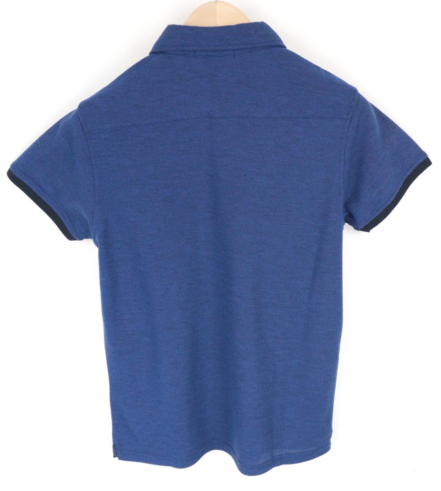 SCOTCH & SODA Men T-Shirt S Melange Blue Polo Neckline Cotton Blend Classic