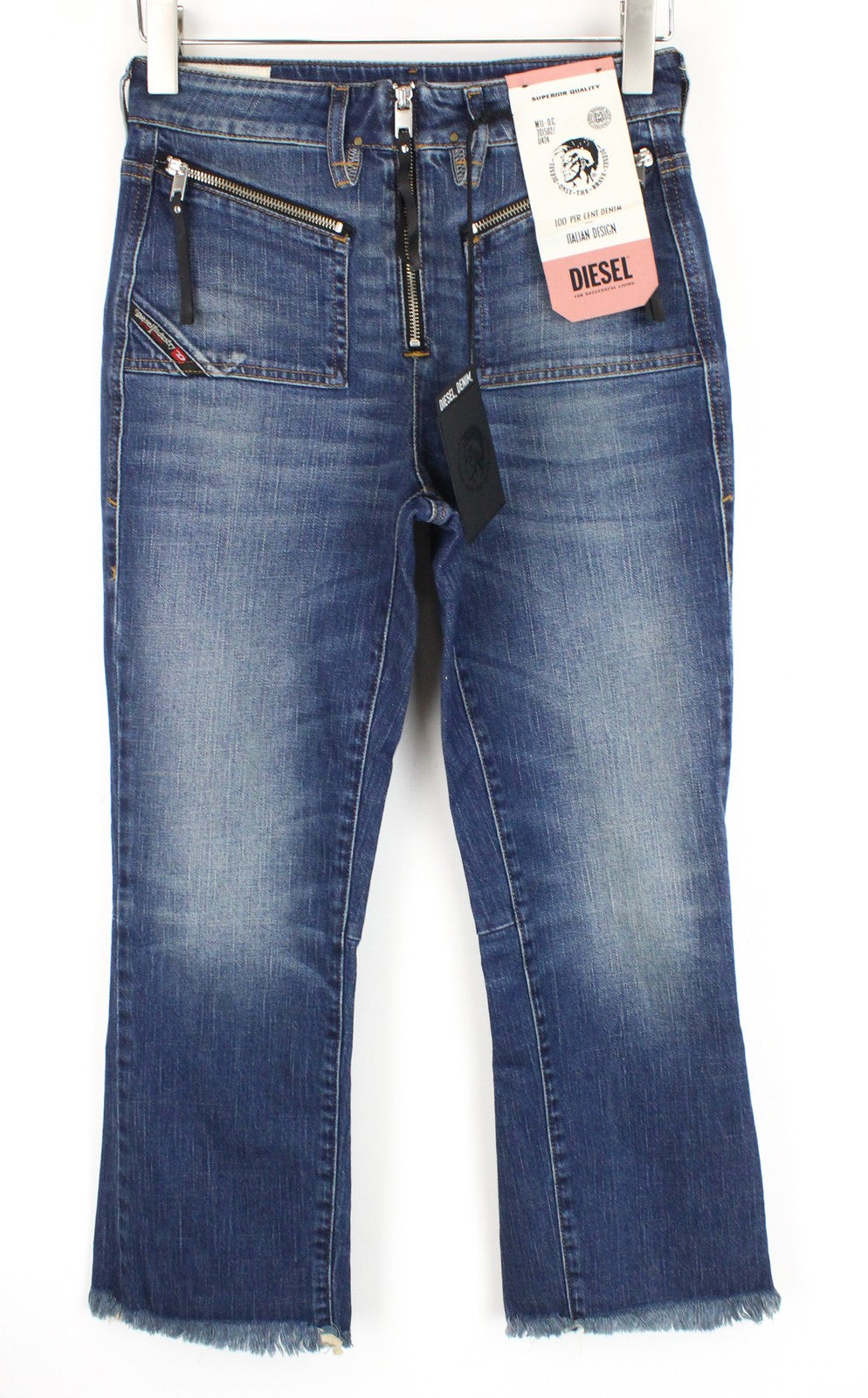 DIESEL D-Earlie 089AR Women Jeans W26/L30 High Waisted Slim Distressed Zip-Fly