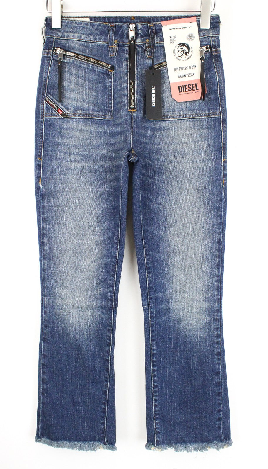 DIESEL D-Earlie 089AR Women Jeans W26/L32 Distressed Zip-Fly High Waisted Slim
