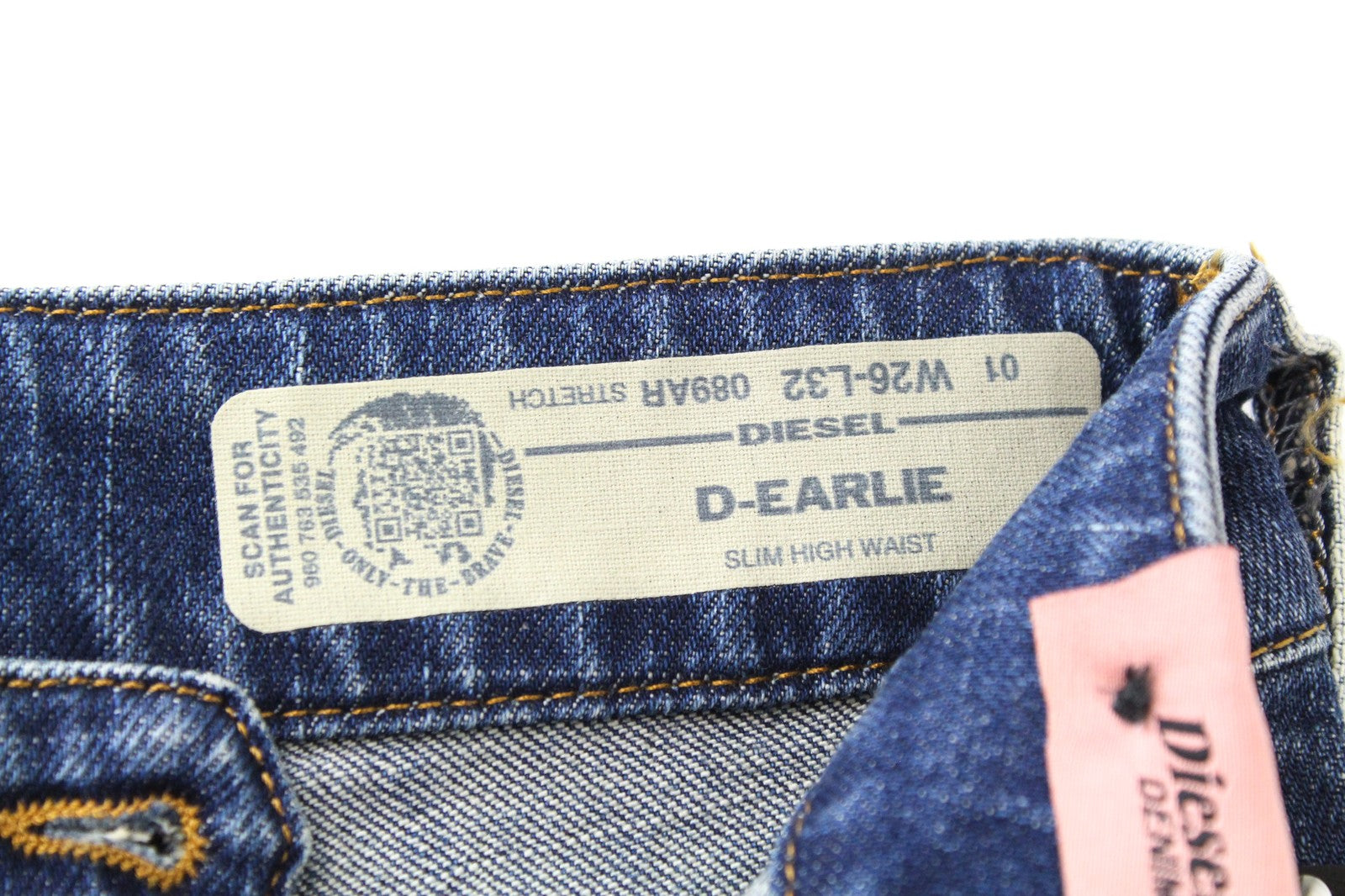 DIESEL D-Earlie 089AR Women Jeans W26/L32 High Waisted Distressed Zip-Fly Slim