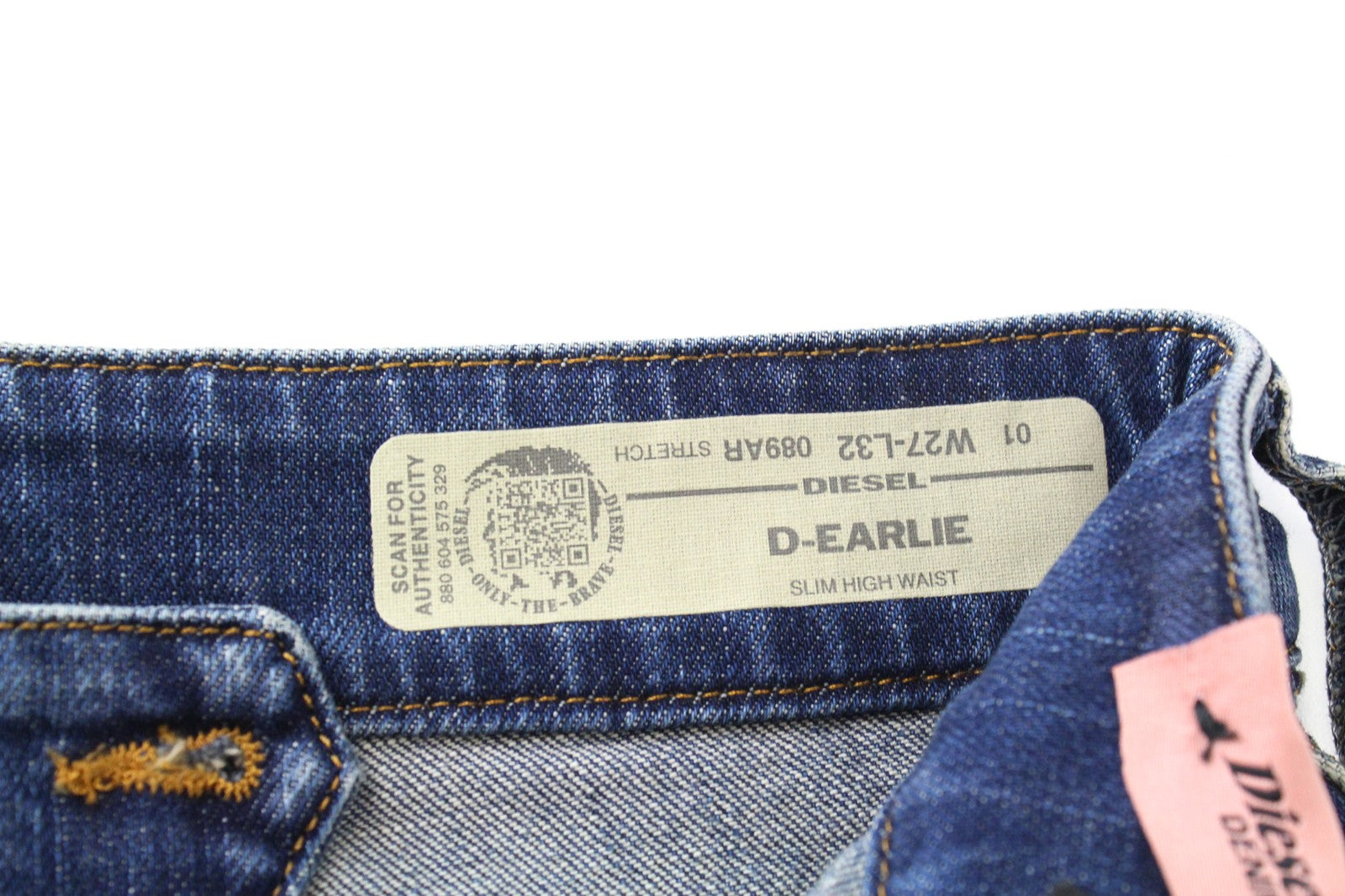 DIESEL D-Earlie 089AR Women Jeans W27/L32 High Rise Blue Distressed Zip Slim