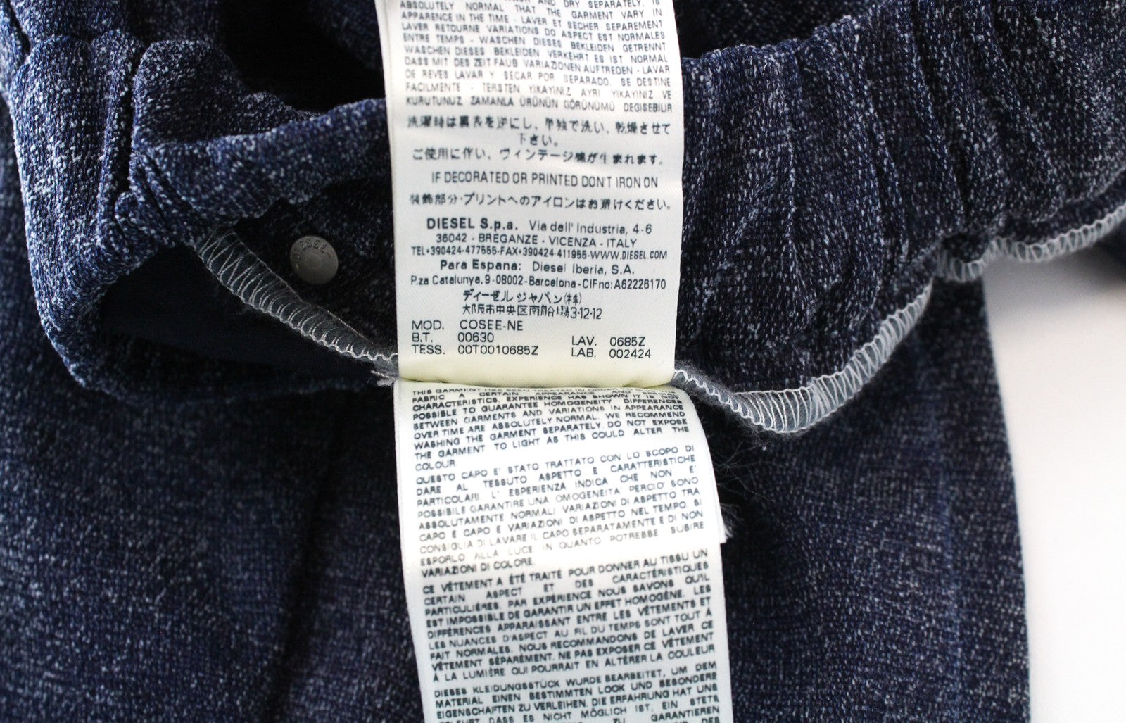DIESEL Cosee-NE 0685Z Women Trousers W25 Sweat Jogg Boyfriend Fit Blue Pull-On