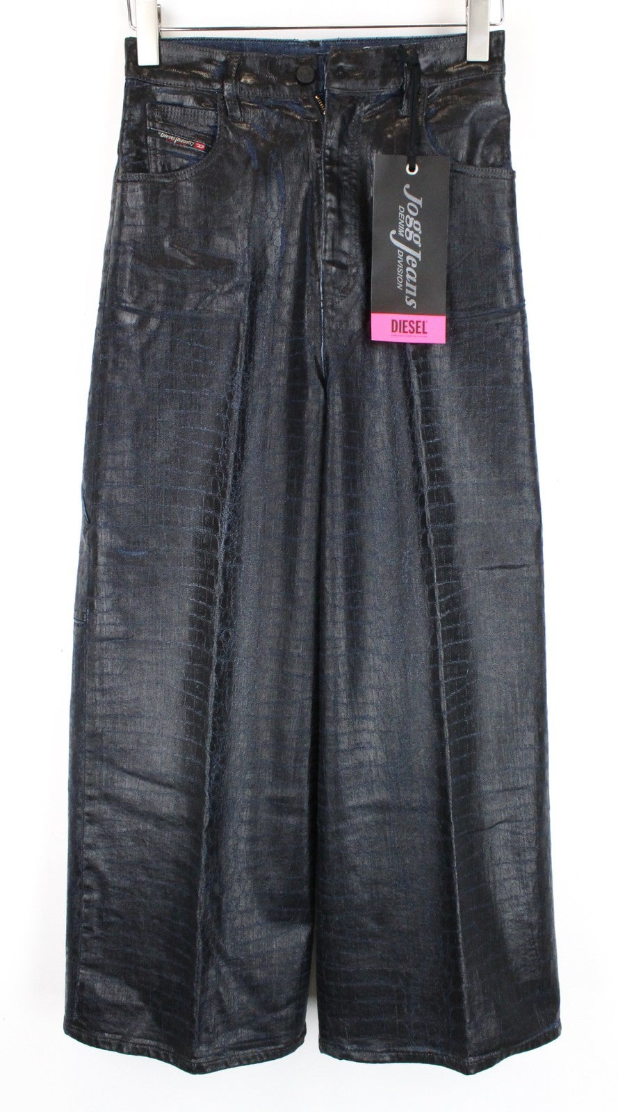 DIESEL D-Luite-SX-T 0094R Women Jeans W25 Coated Animal Print Sweat Jogg Flared