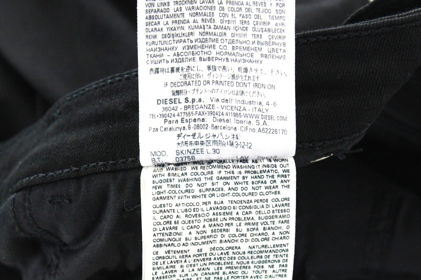 DIESEL Skinzee 08E13 Women Jeans W26/L30 Super Slim Skinny Black Distressed