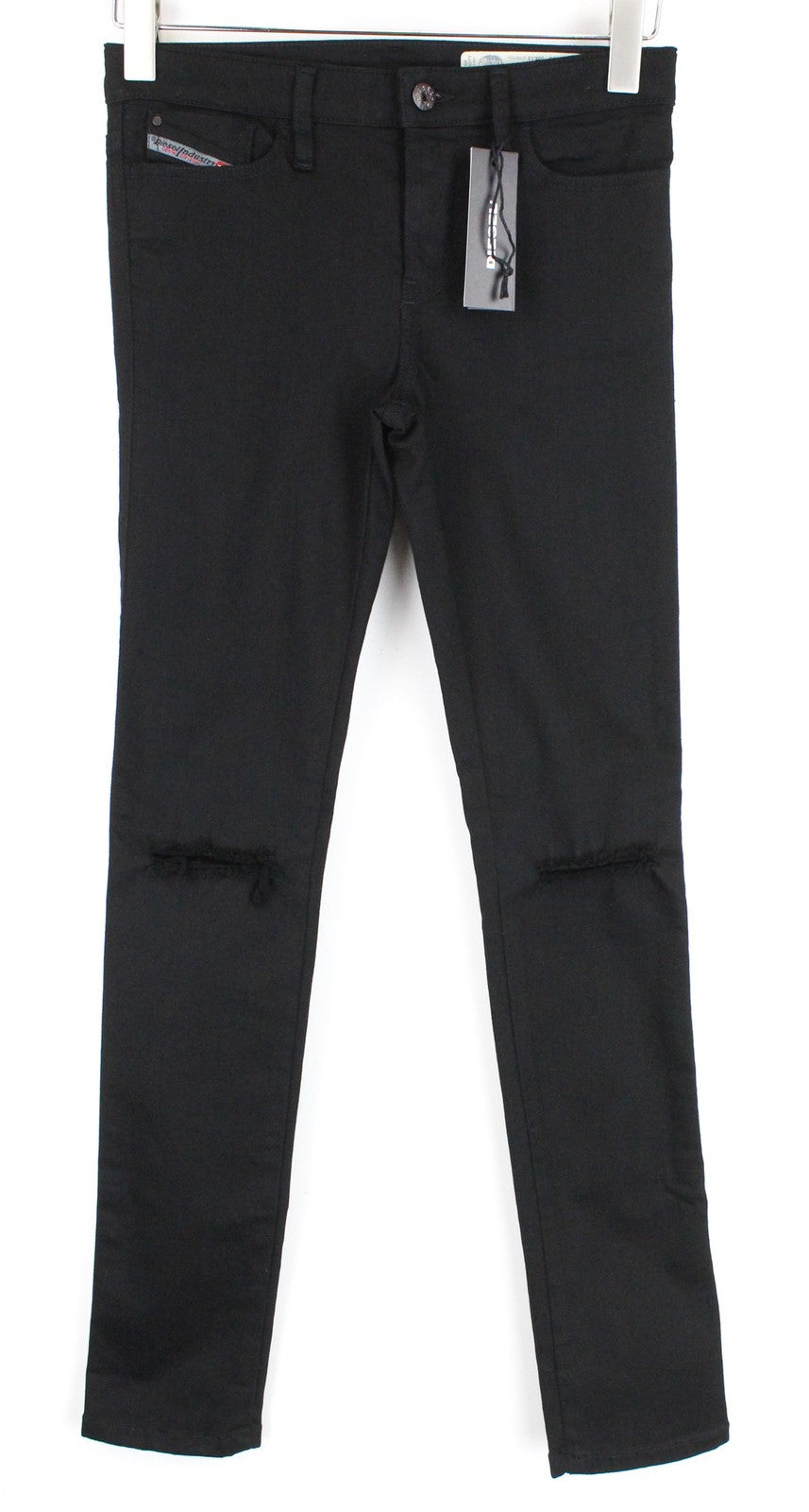 DIESEL Skinzee 08E13 Women Jeans W26/L30 Super Slim Skinny Black Distressed