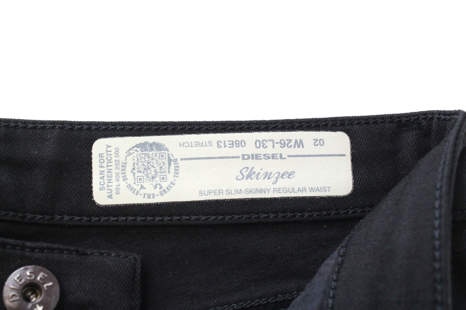 DIESEL Skinzee 08E13 Women Jeans W26/L30 Super Slim Skinny Black Distressed