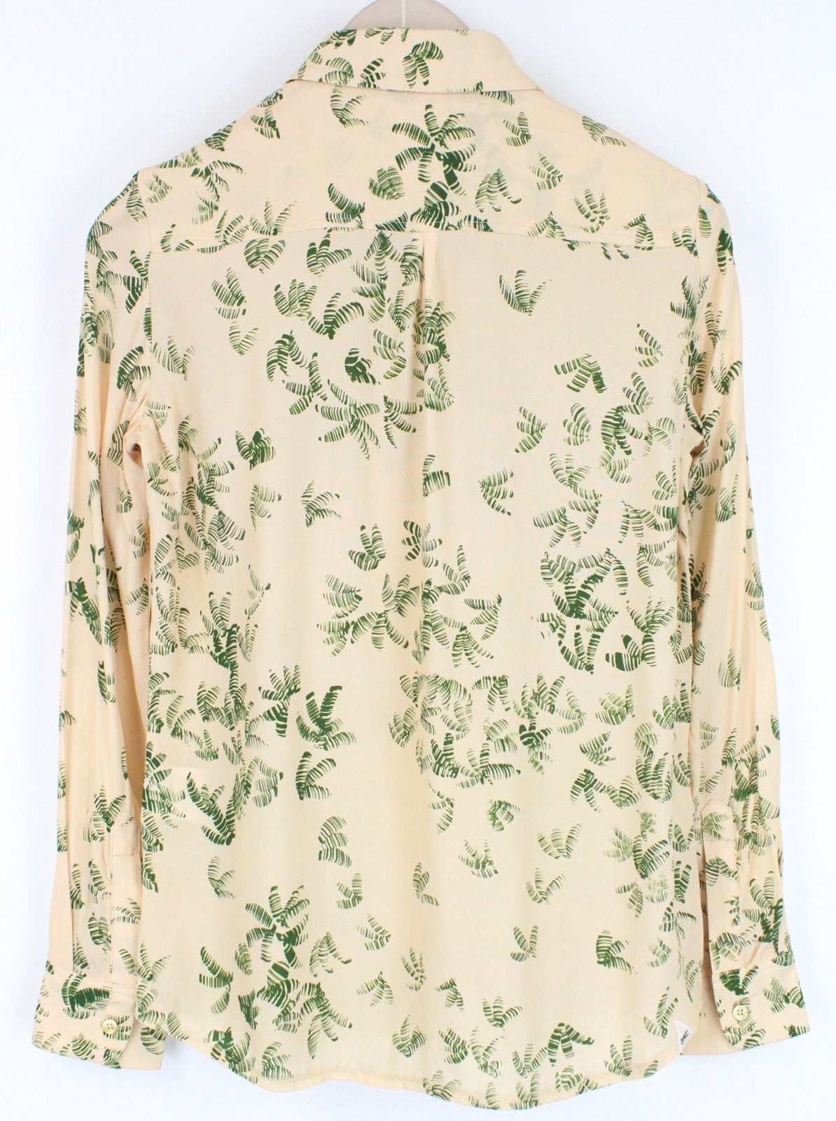 DENHAM Jessie Women Blouse 2XS Pastel Orange Button-Up Twill Palm Leaf Printed