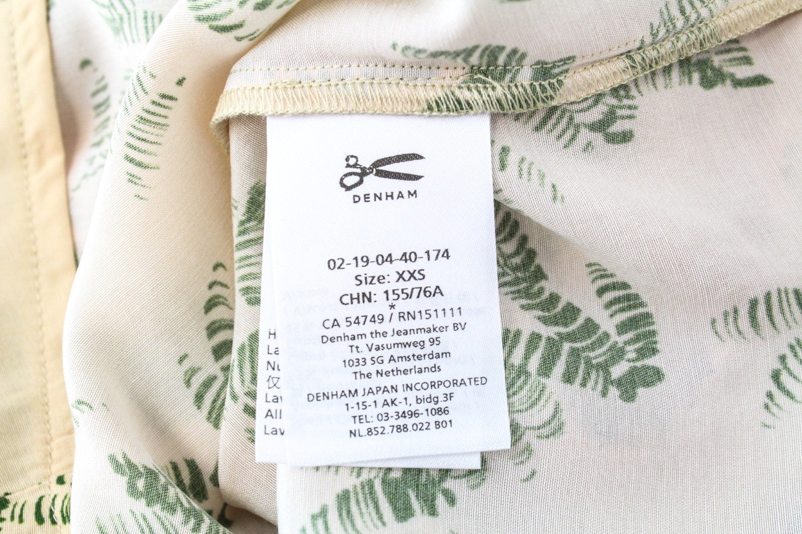 DENHAM Jessie Women Blouse 2XS Pastel Orange Button-Up Twill Palm Leaf Printed