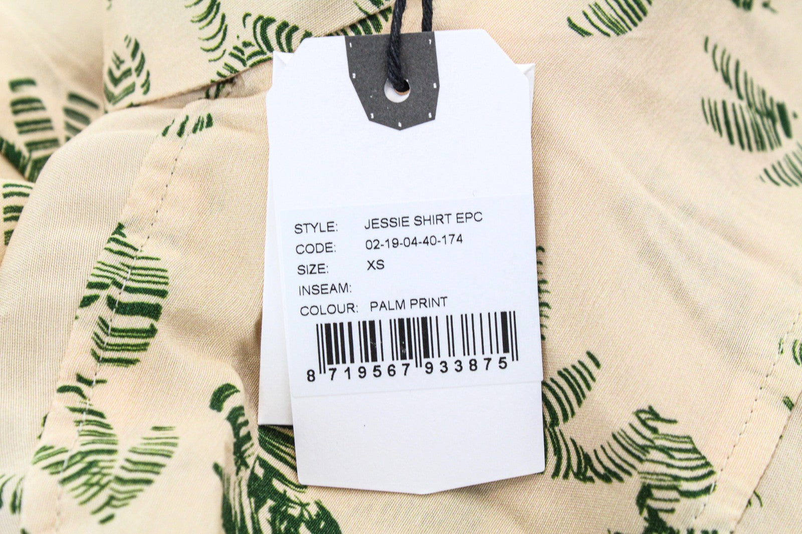 DENHAM Jessie Women Blouse XS Twill Button-Up Pastel Orange Palm Leaf Printed