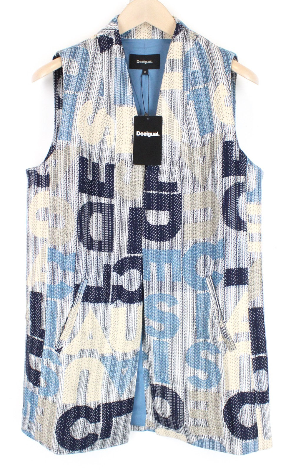 DESIGUAL Chaq Letters Women Waistcoat M Abstract Logo Short Pocketed Pullover