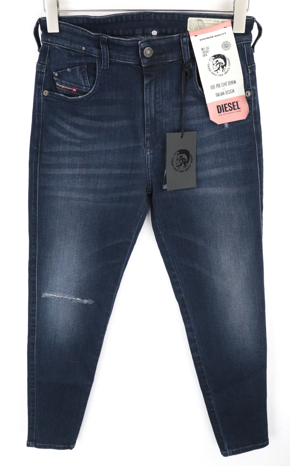 DIESEL Slandy-High 0870C Women Jeans W29/L30 Blue Distressed Washed Slim Skinny