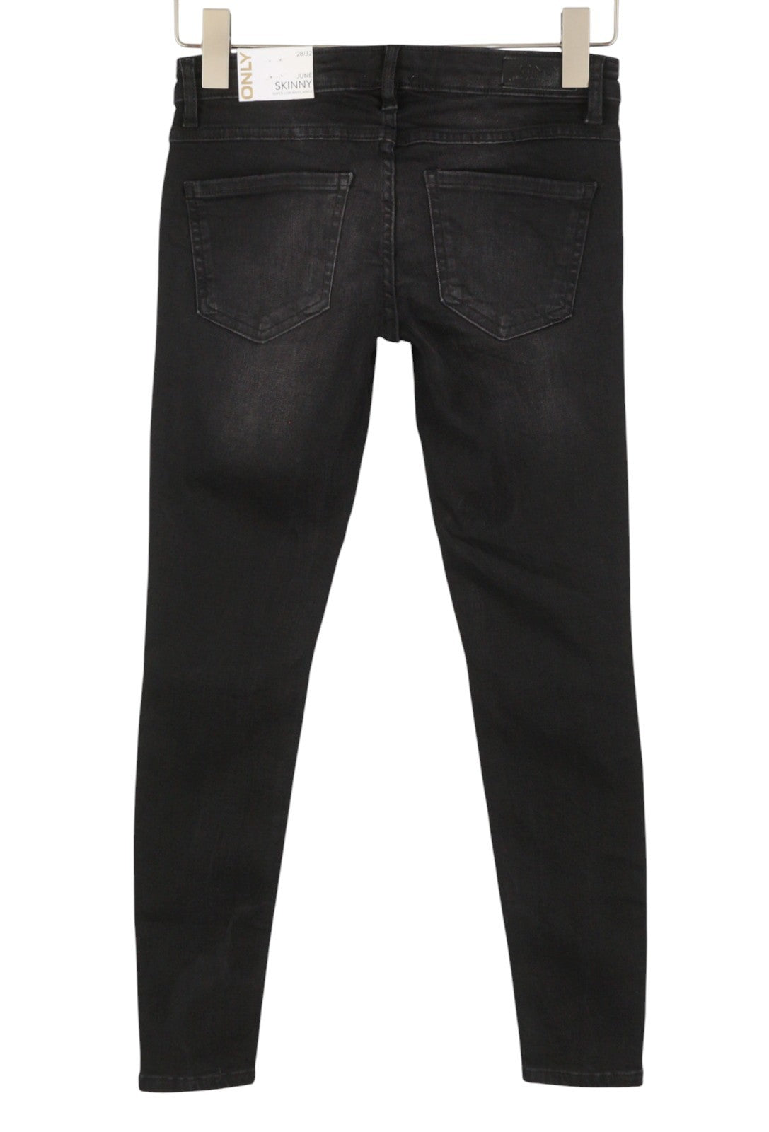 ONLY June Skinny Women Jeans W28/L32 Black Super Low Waist Ankle Zip Fly