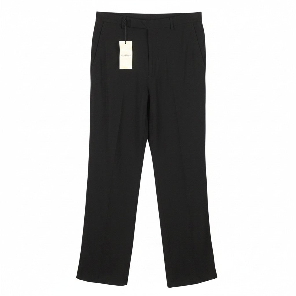 JOHN RICHMOND Women Trousers UK16 W31 Black Wool Blend Zip Fly Straight Fit