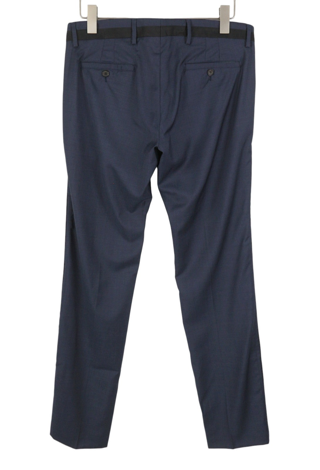 JOHN RICHMOND Women Trousers UK16 W34 Blue Wool Zip Fly Slim Fit