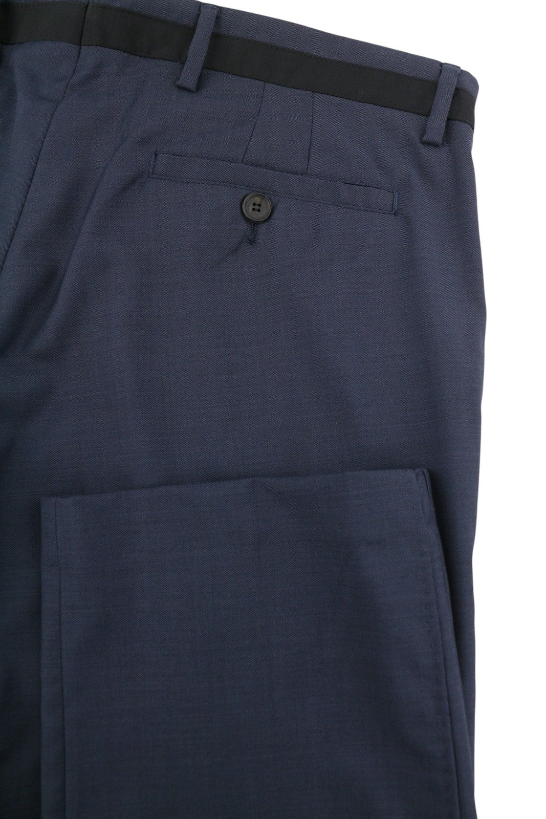 JOHN RICHMOND Women Trousers UK16 W34 Blue Wool Zip Fly Slim Fit