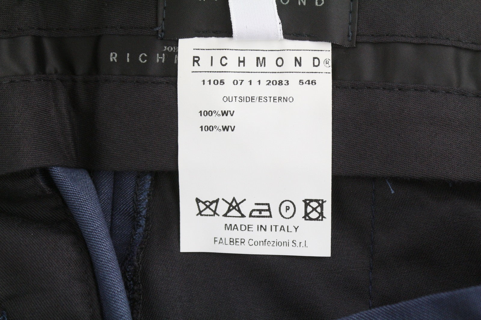 JOHN RICHMOND Women Trousers UK16 W34 Blue Wool Zip Fly Slim Fit