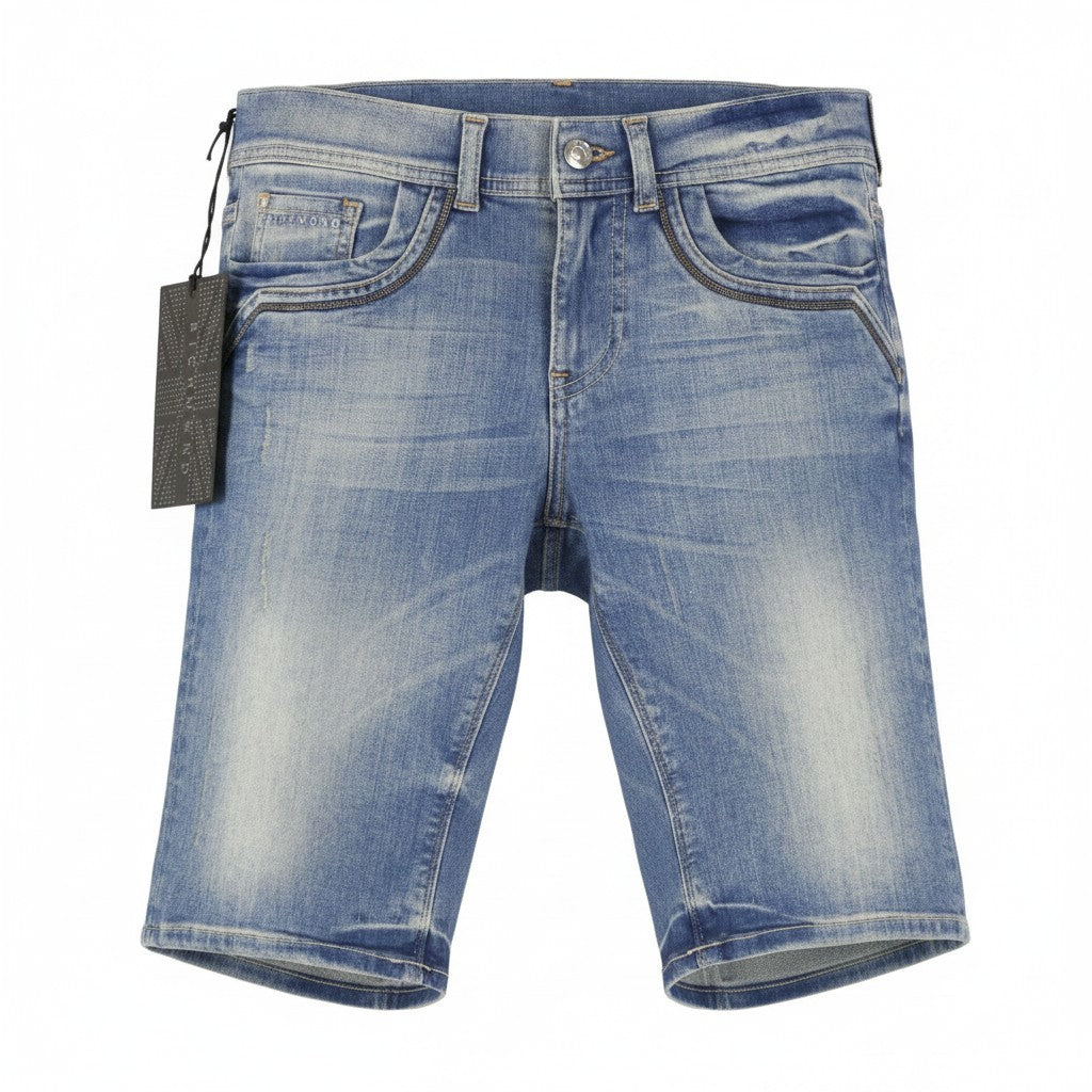 RICHMOND Women Shorts W28 Blue Whiskers Faded Distress Rhinestones Details