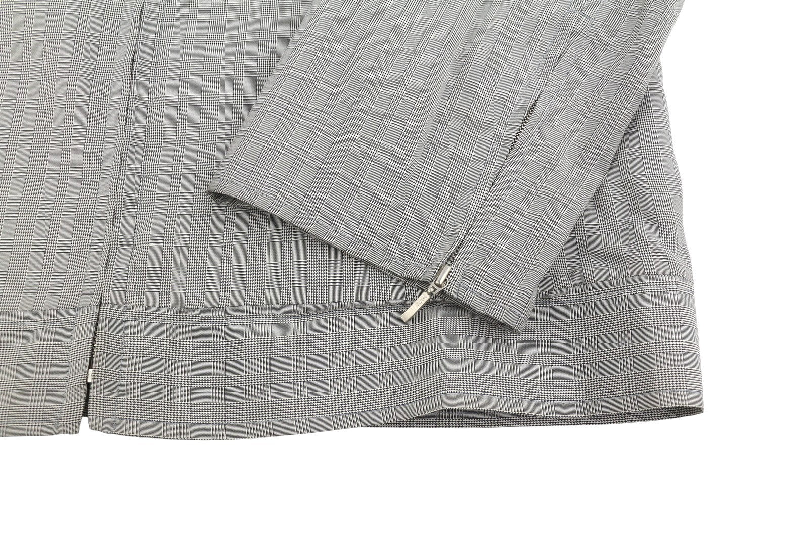 JOHN RICHMOND Women Jacket UK18 XL Grey Plaid High Neck Full Zip Lightweight