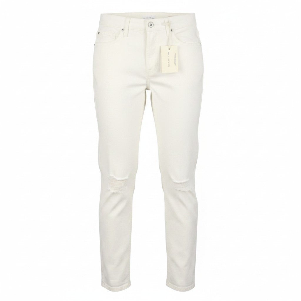 GANT Rugger Slacker White Women Jeans W27/L34 Off White Slim Leg Distressed