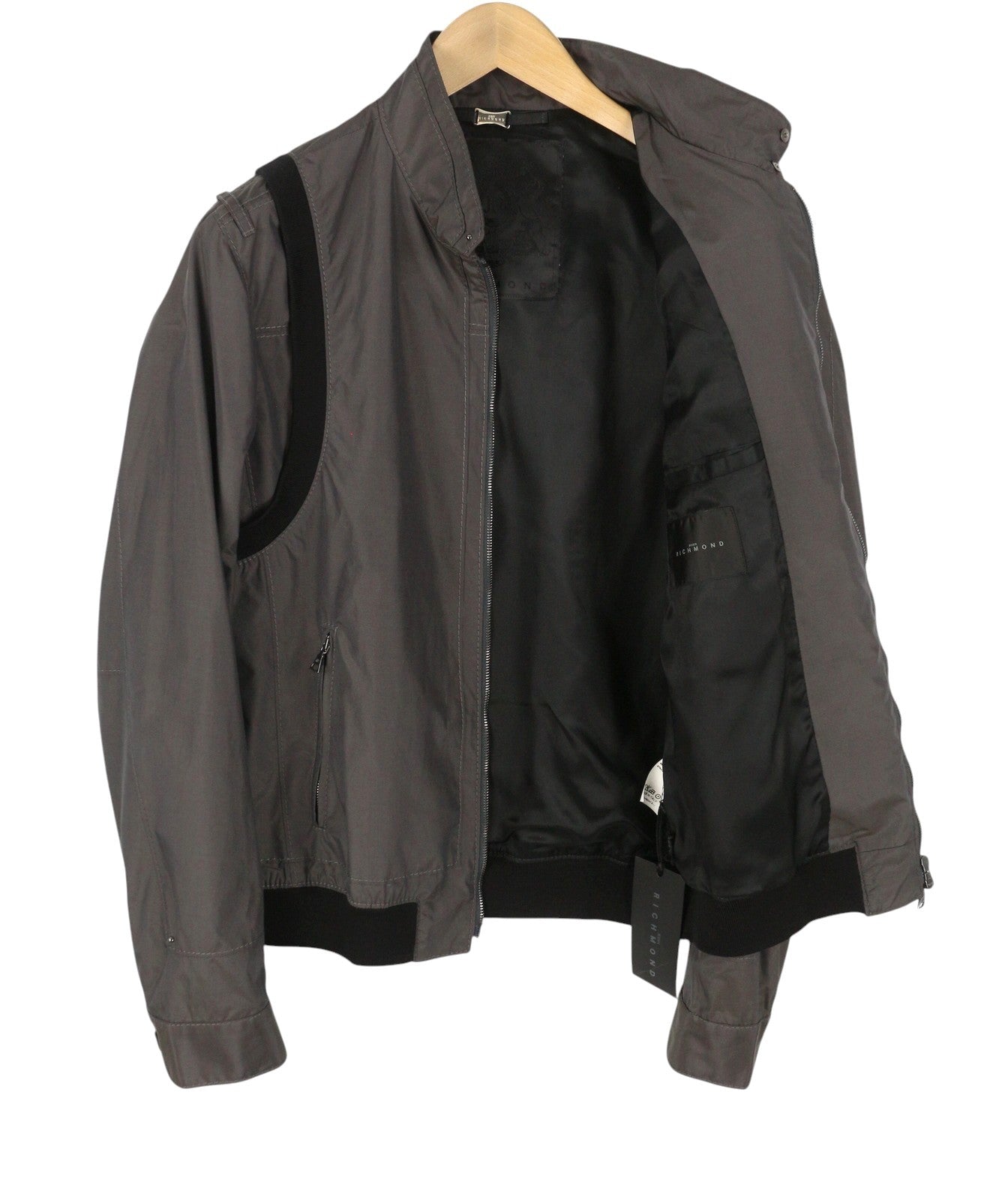 JOHN RICHMOND Women Jacket UK16 L Grey Full Zip Lightweight Bomber