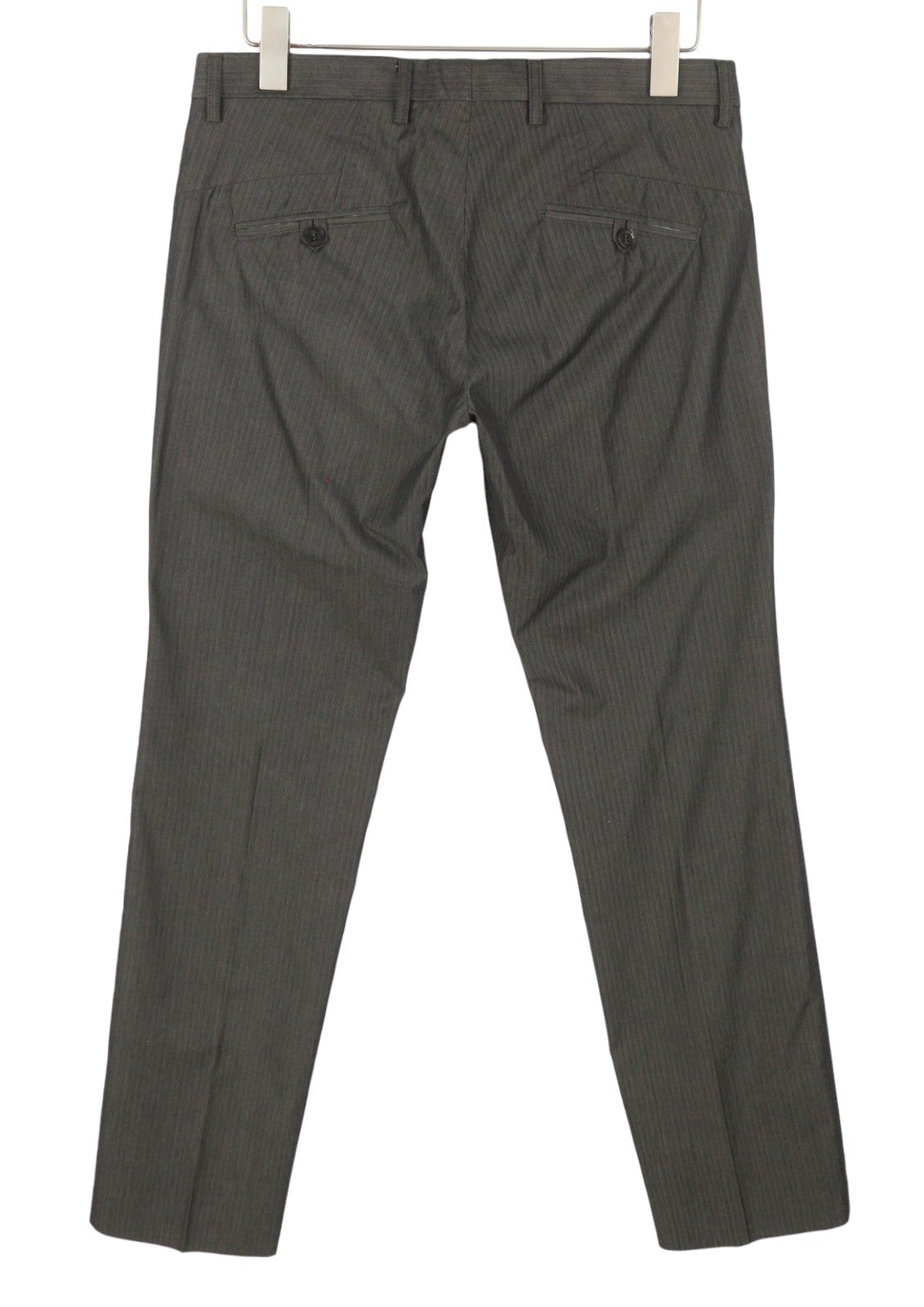 JOHN RICHMOND Women Trousers UK16 W33 Grey Cotton Pinstriped Zip Fly Slim