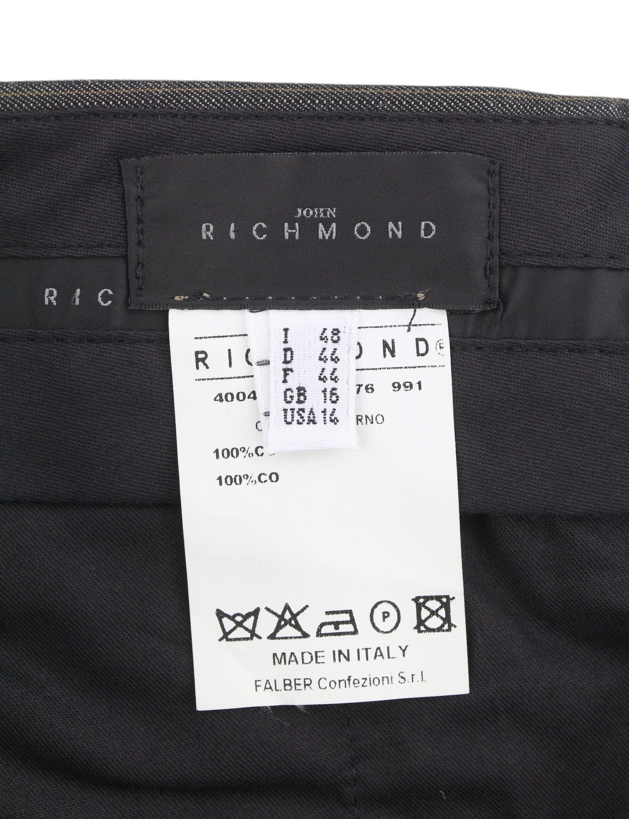 JOHN RICHMOND Women Trousers UK16 W33 Grey Cotton Pinstriped Zip Fly Slim