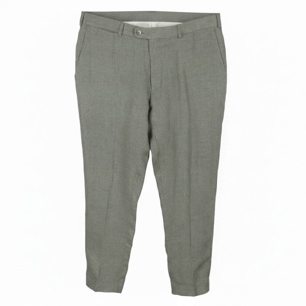 SUITSUPPLY Soho Men Trousers UK38R Green Melange Pure Linen Tapered Fit