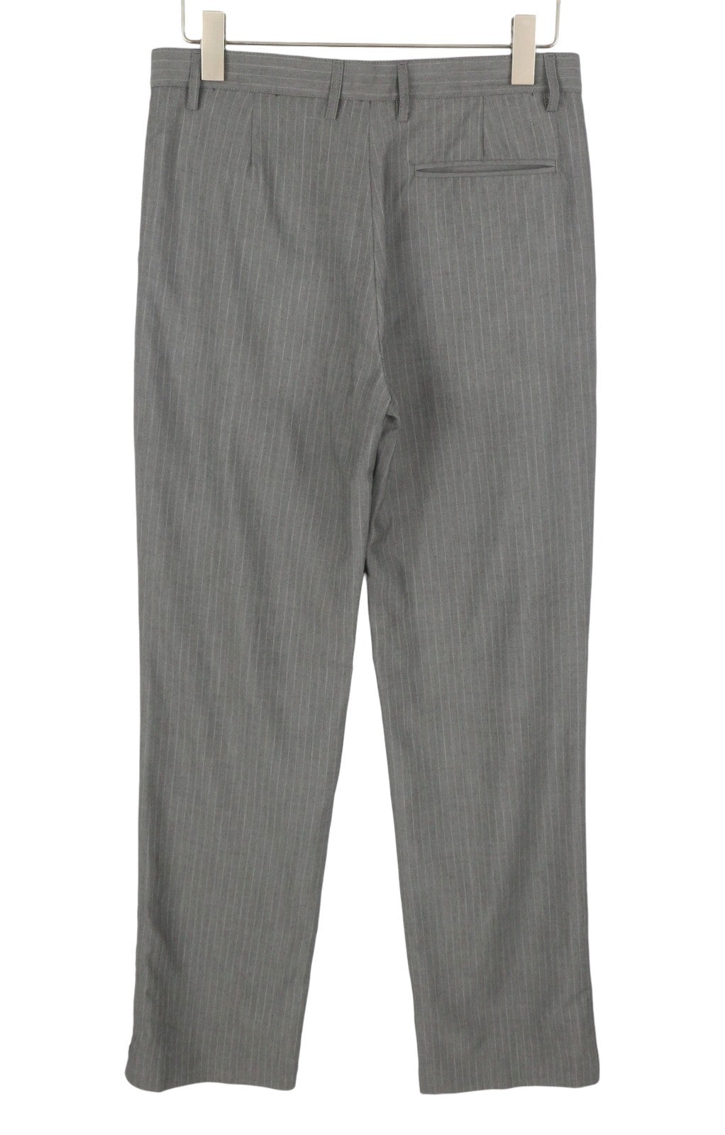 RICHMOND Women Trousers UK16 W32 Grey Pinstriped Melange Linen Blend Straight