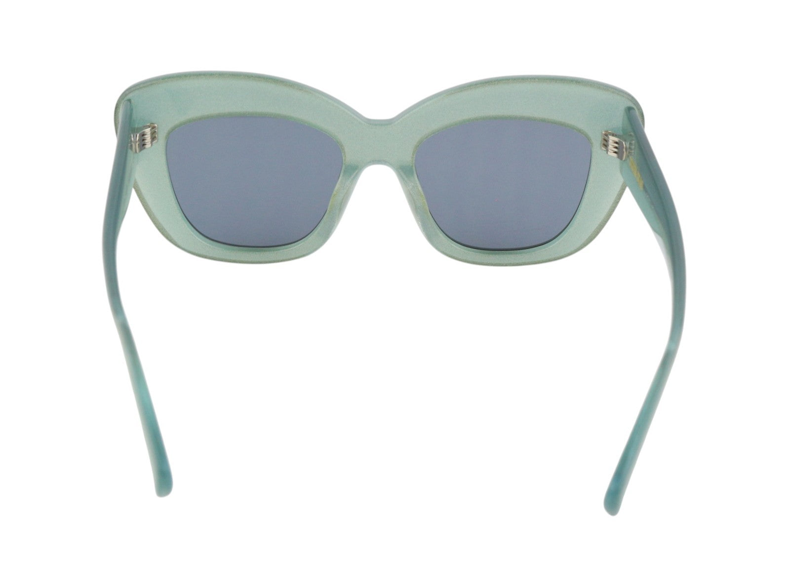 BRAIN DEAD Chibi SLVR-FLK/BLK Women Sunglasses OS Blue Tinted Cat-Eye Glitter