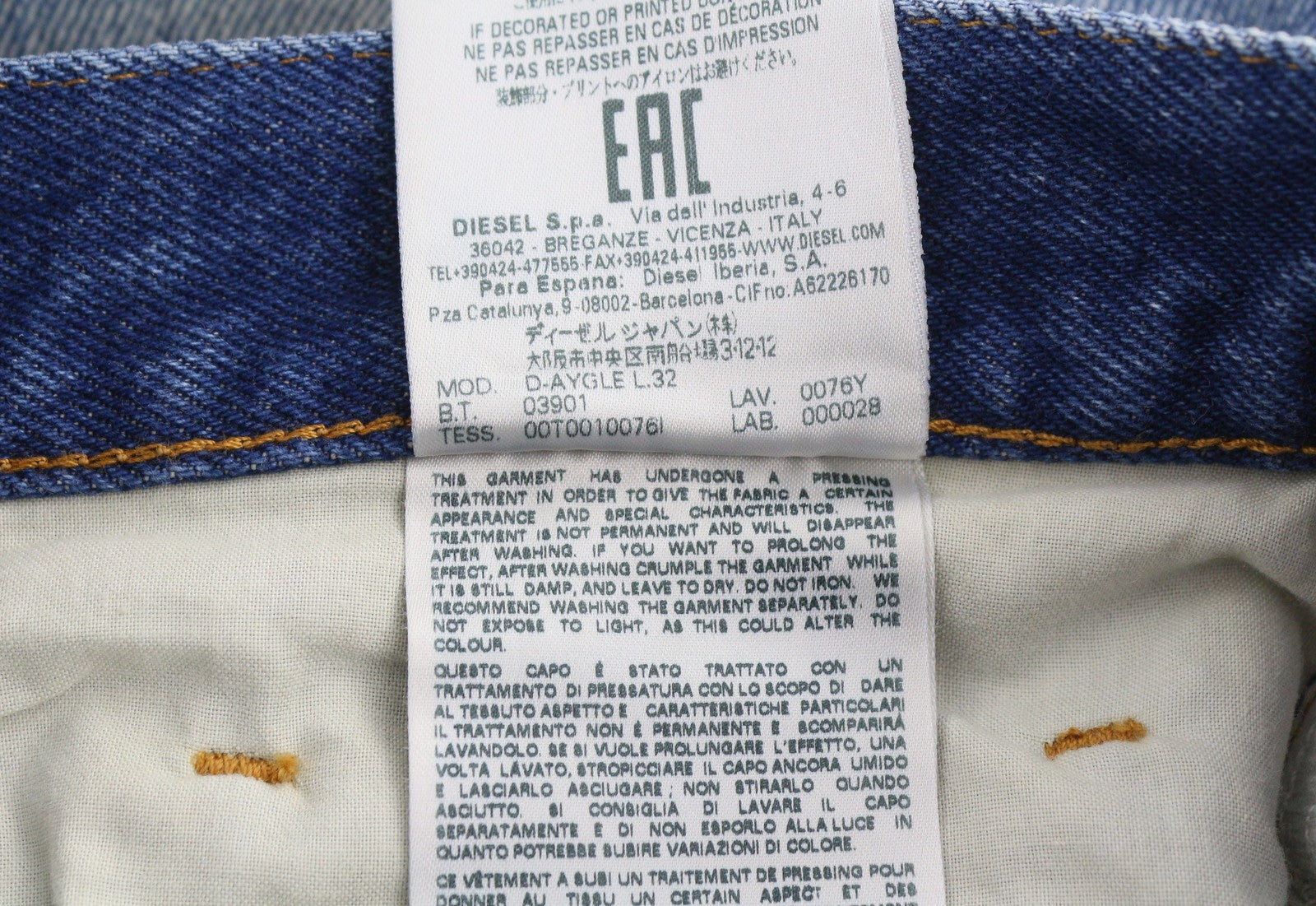 DIESEL D-Aygle 0076Y Men Jeans W29/L32 Blue Faded Whiskers Tapered Fit