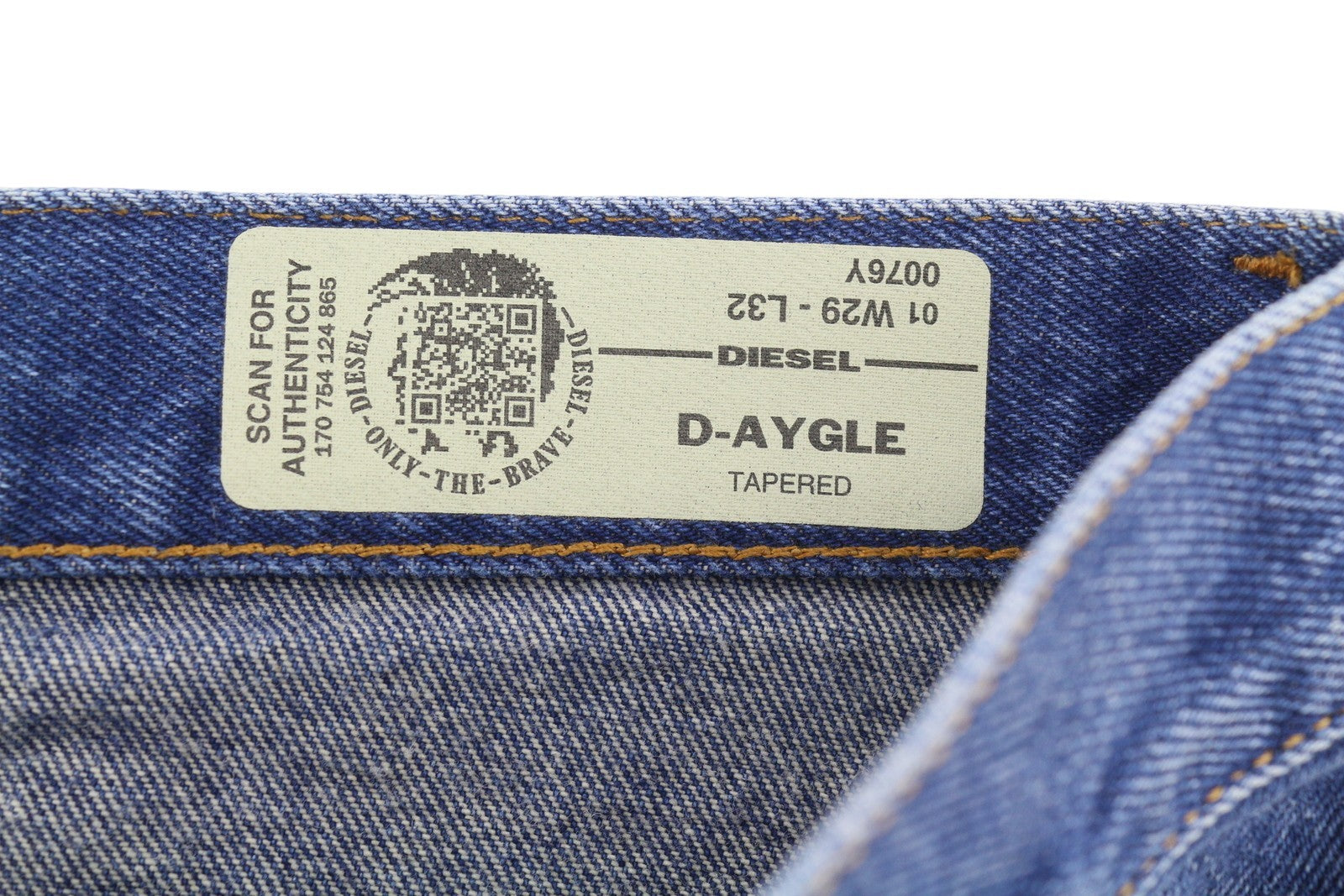 DIESEL D-Aygle 0076Y Men Jeans W29/L32 Blue Faded Whiskers Tapered Fit