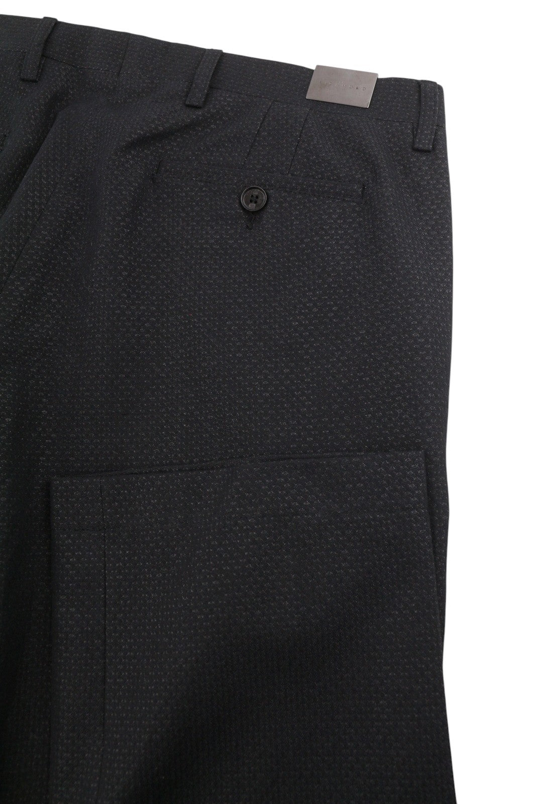 JOHN RICHMOND Women Trousers UK16 W34 Black Patterned Zip Fly Straight Fit