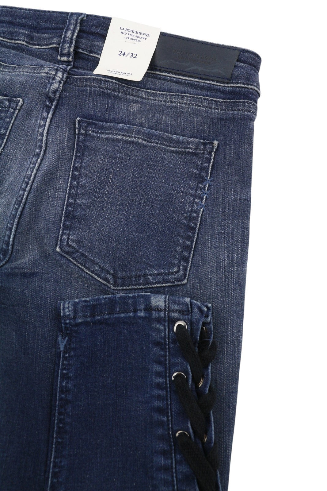 SCOTCH & SODA La Bohemienne Mid Rise Skinny Cropped Women Jeans W24/L32 Blue