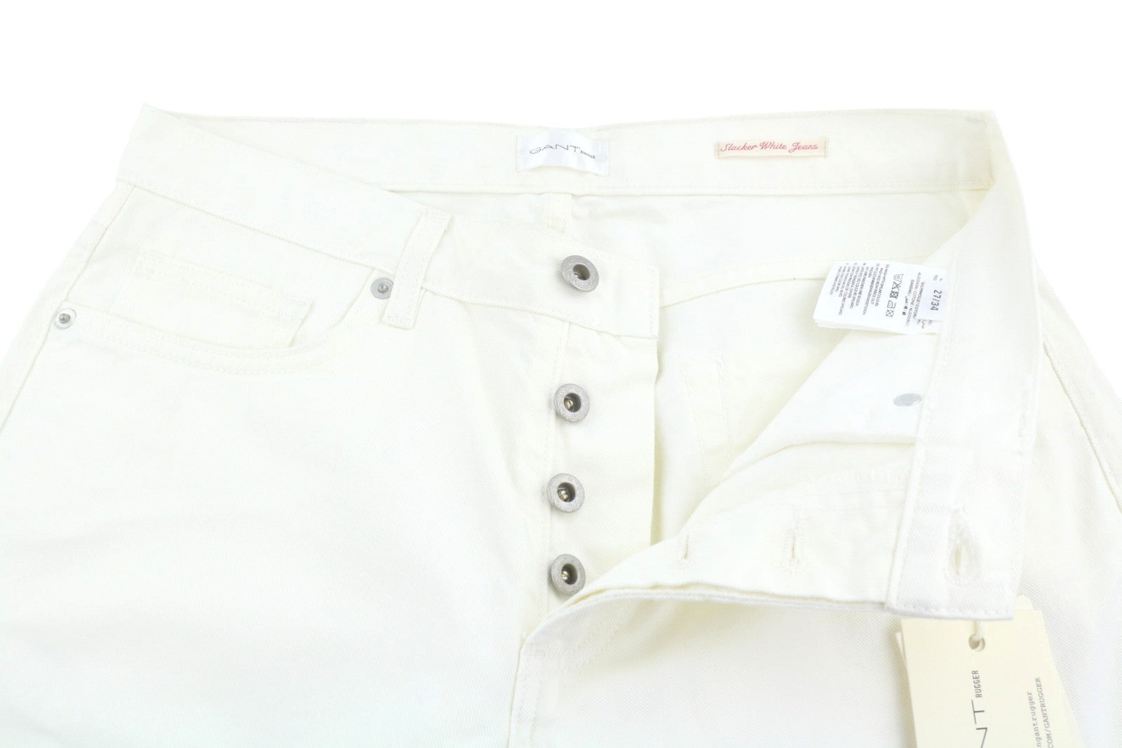 GANT Rugger Slacker White Women Jeans W27/L34 Off White Slim Fit Distressed