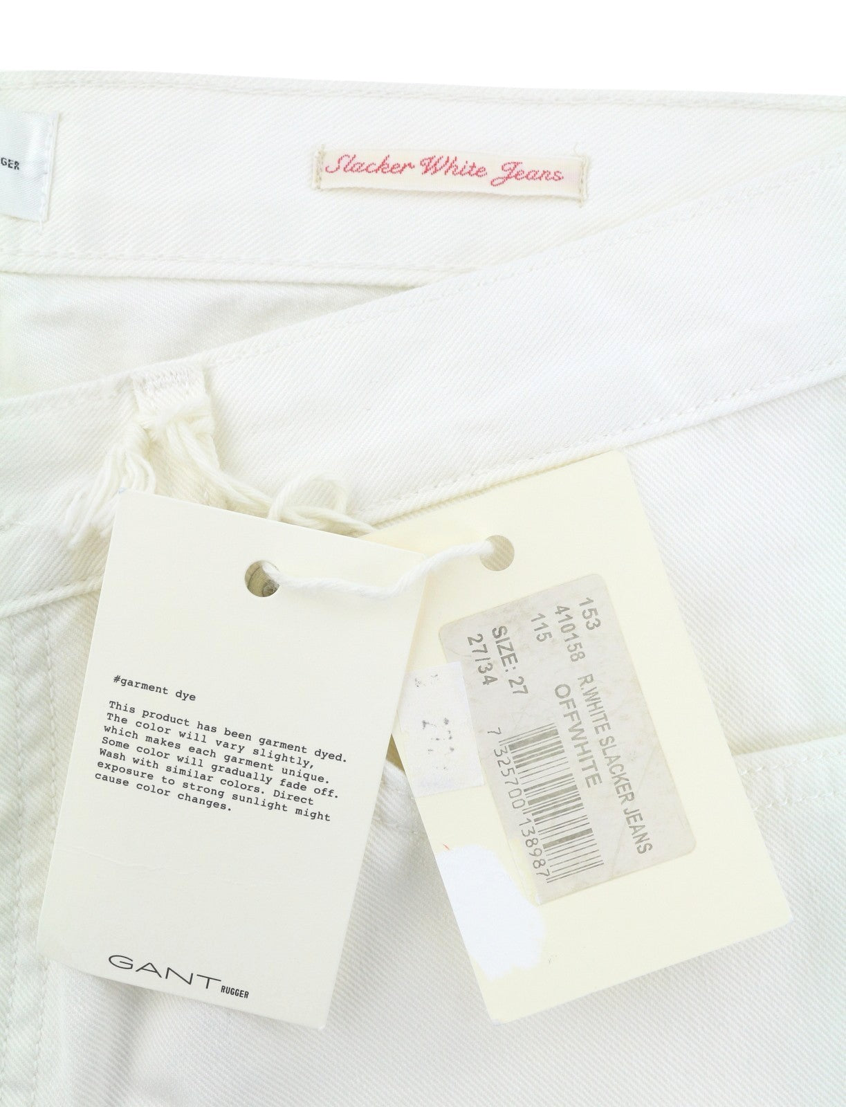 GANT Rugger Slacker White Women Jeans W27/L34 Off White Slim Fit Distressed