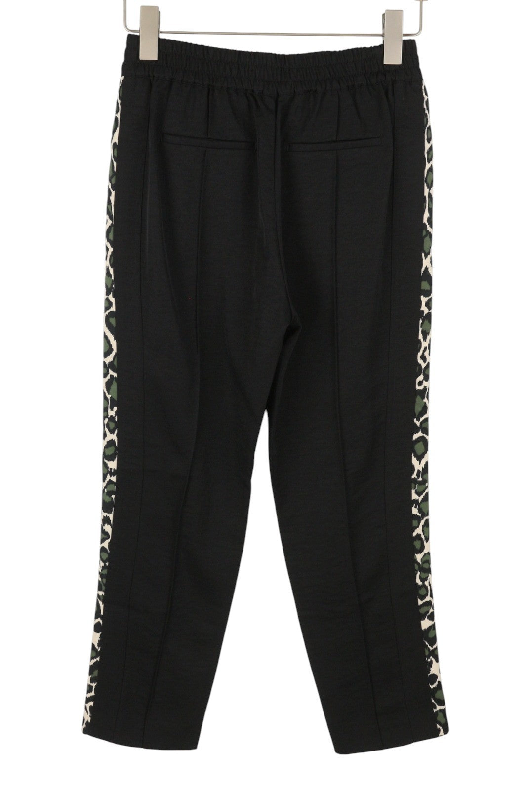 MAISON SCOTCH Women Trousers S W26 Black Leopard Side Lines Elastic Waist