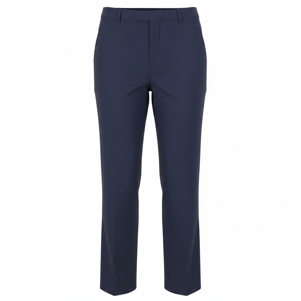 JOHN RICHMOND Women Trousers UK18 W33 Blue Wool Blend Zip Fly Straight Fit