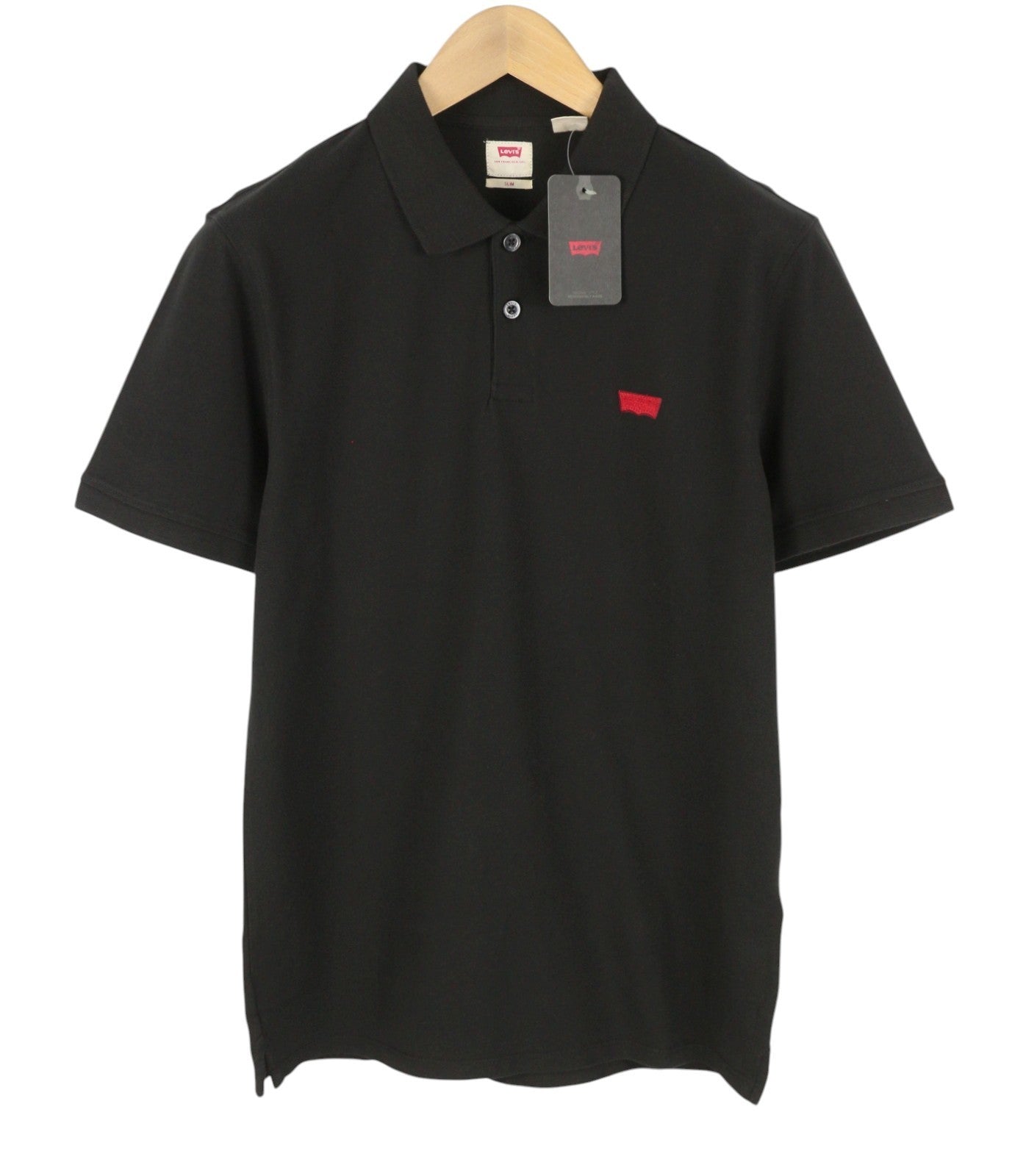 LEVI'S Slim Men Polos XL Black Cotton Tricot Short Sleeved