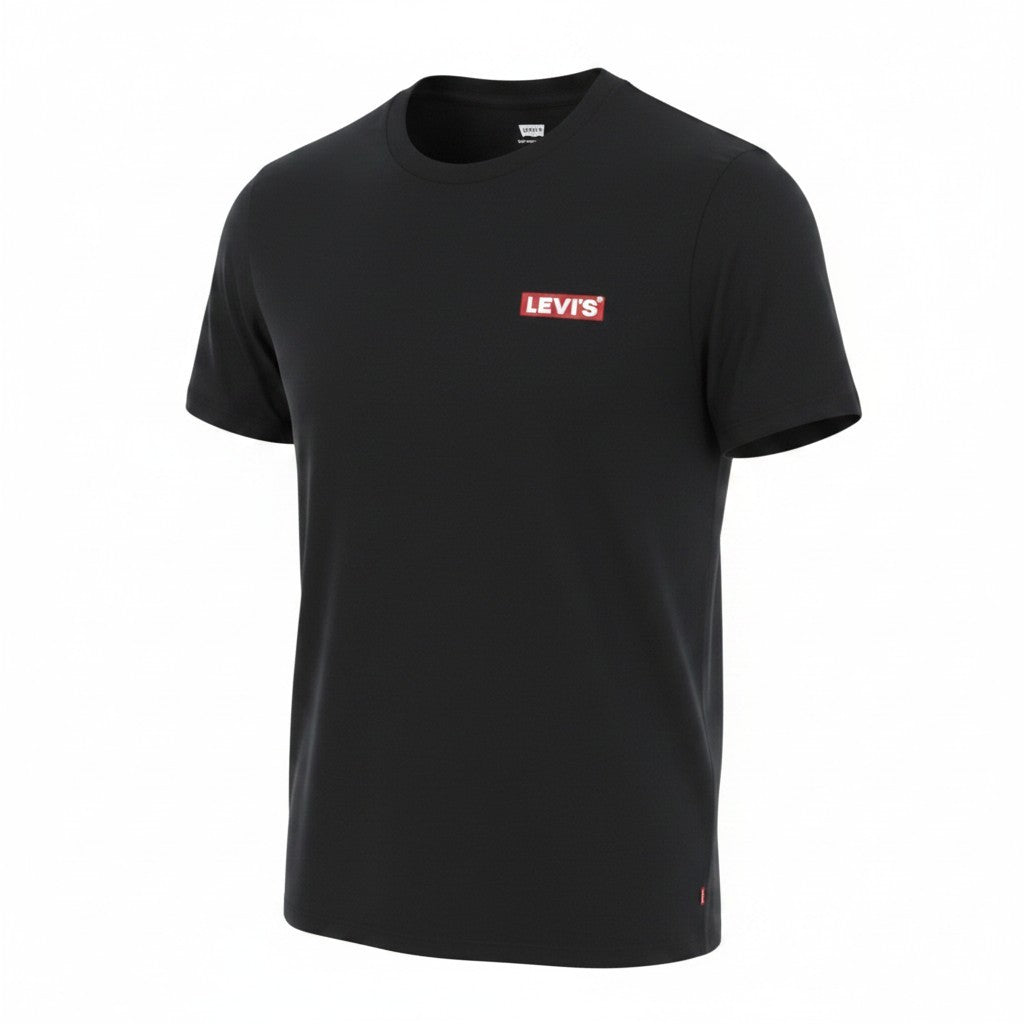 LEVI'S Slim Men T-Shirt S Black Tricot Crew Neck Short Sleeve
